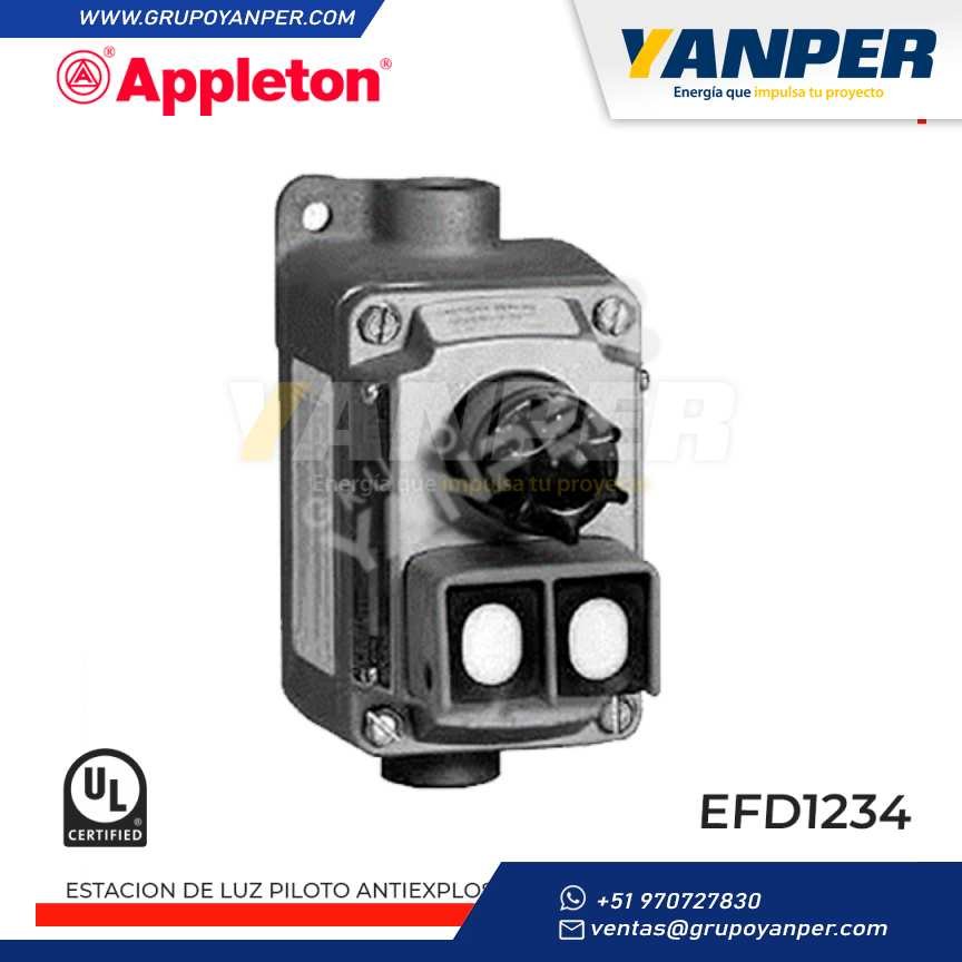 ESTACION DE LUZ PILOTO ANTIEXPLOSIVO EFD1234 1/2´´ APPLETON